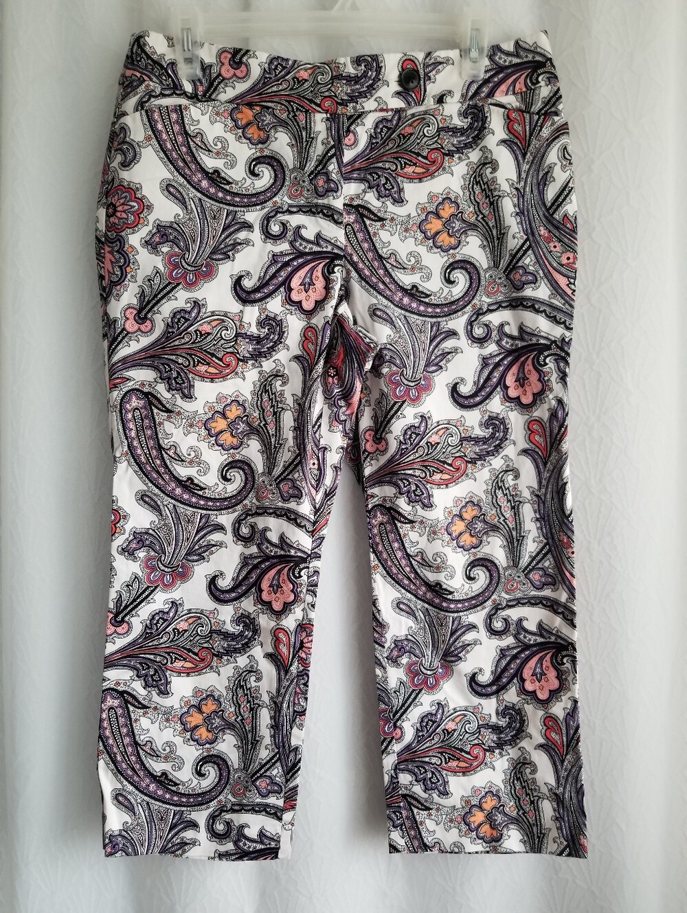 Ann Taylor Women's Paisley Print Cropped Pants White Multi 8